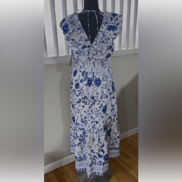 Adrianna Papell Blue and White Floral Maxi Dress - Picture 4 of 5